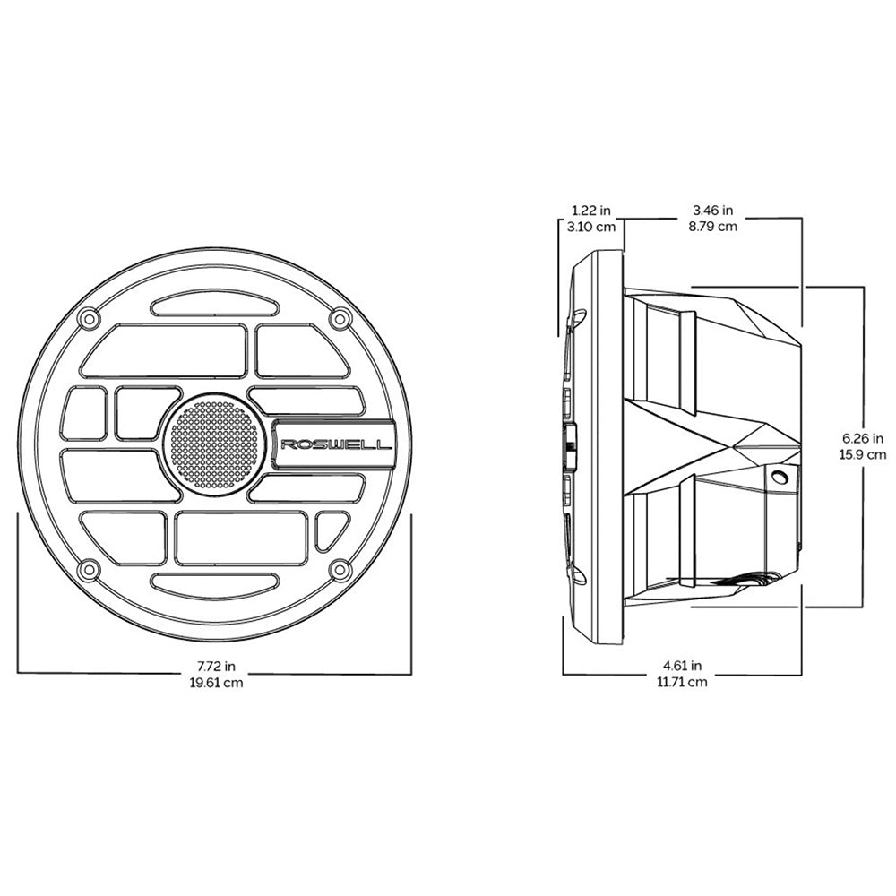 Roswell R Series 7.7 Marine Speakers - Anthracite Grille - 80W RMS  160W Peak Power [C920-1912]